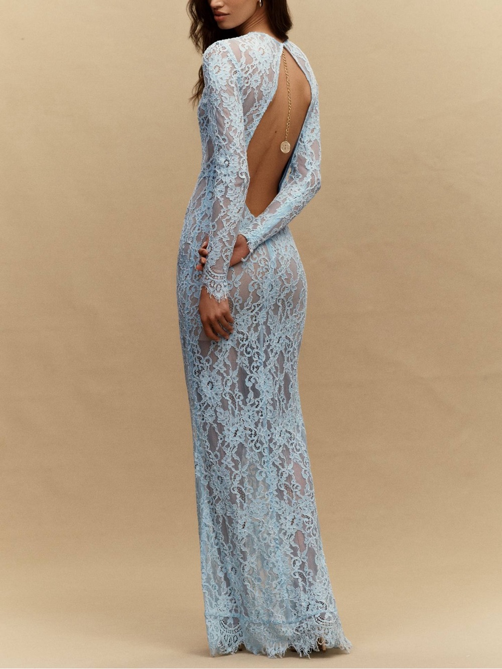 Bronx and Banco Bronx & Banco Electra Lace Gown Maxi Dress Blue - Picture 4 of 14